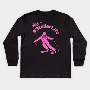 My #StellarLife Alpine Skier Kids Long Sleeve T-Shirt